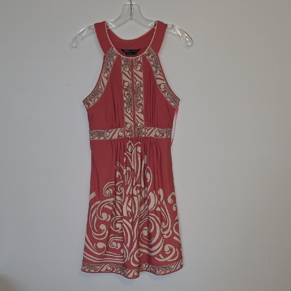 BCBGMaxAzria Red and Cream Swirl Mini Dress